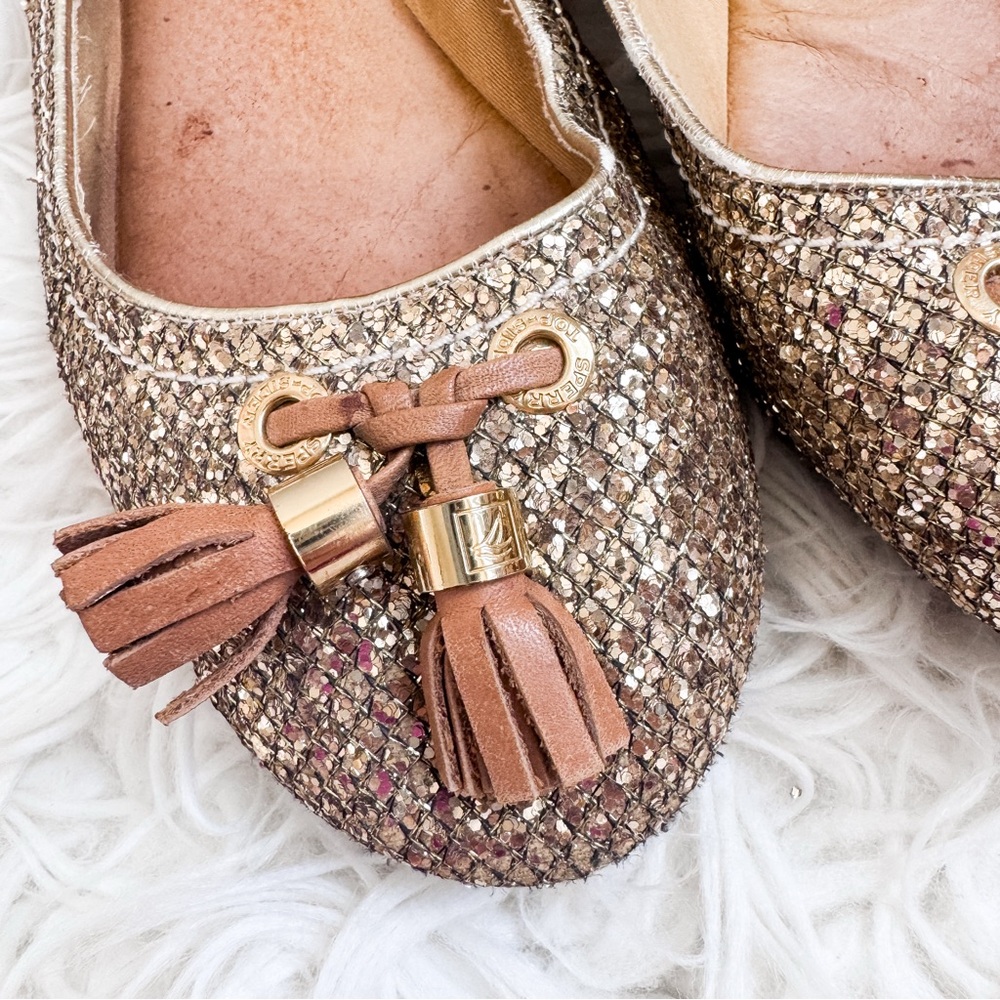 Sperry | Gold Glitter Tassel Flats